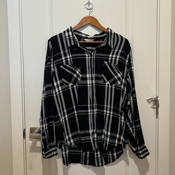 Lucky Brand Plaid Button Down Shirt Size XL Black White Style 7WP4222 - Picture 8 of 9